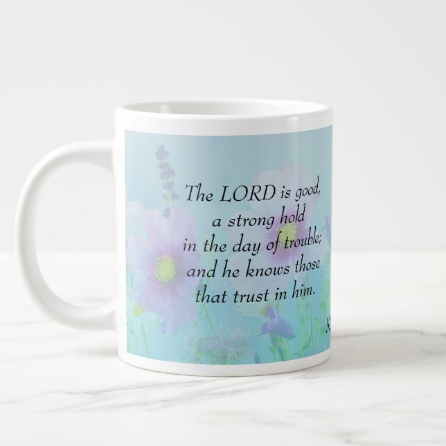 The Lord Is Good - Nahum 1:7  Large Coffee Mug (Left)