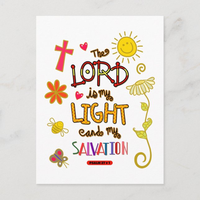 The Lord is My Light and My Salvation Bible Verse Postcard (Front)