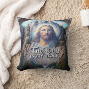 The Lord Is My Rock: Jesus in Sacred Carving Cushion