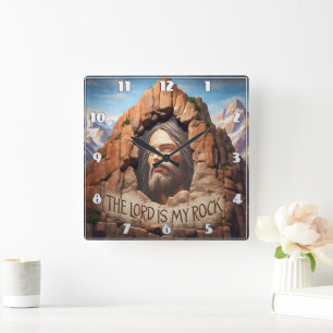 The Lord Is My Rock Square Wall Clock
