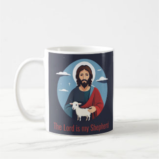 The Lord Is My Shepherd Jesus Illustration Coffee Mug