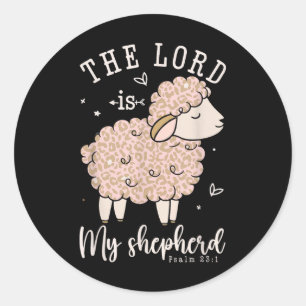 The Lord Is My Shepherd Prayer Christian Sheep Wom Classic Round Sticker