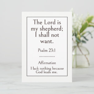 The Lord is my shepherd, Psalm 23:1 Bible Verse Card