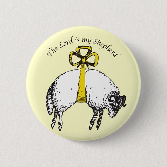 The LORD is my shepherd Psalm 23 6 Cm Round Badge (Front)
