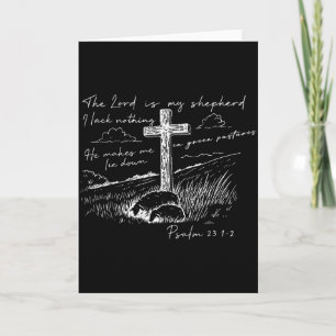 The Lord Is My Shepherd Psalm 23 Cross Meadow  Card