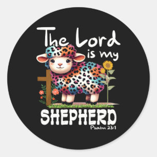 The Lord Is My Shepherd Psalm Cute Sheep Easter Ch Classic Round Sticker