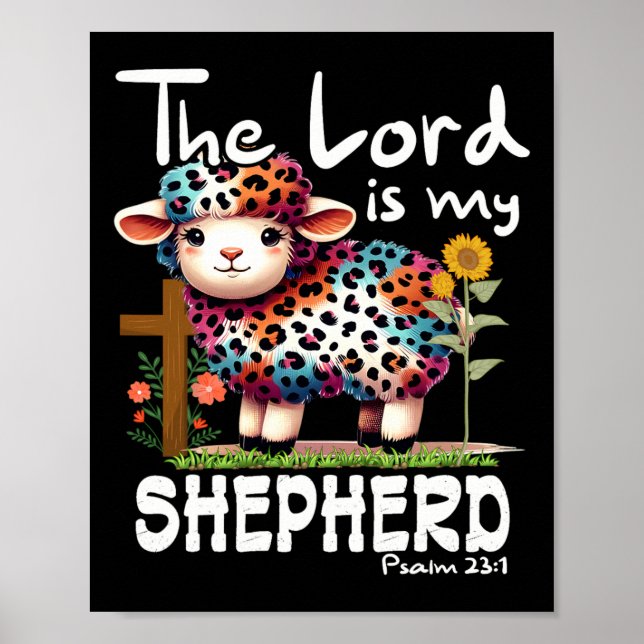 The Lord Is My Shepherd Psalm Cute Sheep Easter Ch Poster (Front)