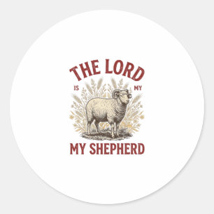 The Lord Is My Shepherd Vintage Sheep Shirt Design Classic Round Sticker
