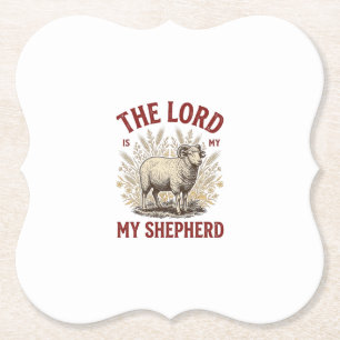 The Lord Is My Shepherd Vintage Sheep Shirt Design Paper Coaster