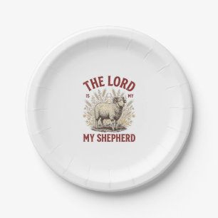 The Lord Is My Shepherd Vintage Sheep Shirt Design Paper Plate