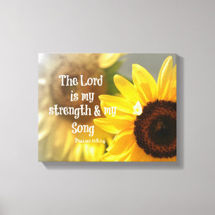The Lord is my Strength and Song Bible Verse Canvas Print