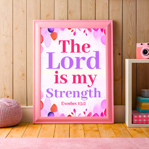 The Lord is my strength Boho Christian Teen Girl Poster