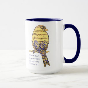 The Lord is my Strength & Song Scripture Bird Mug
