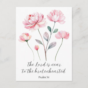 The Lord is near to the brokenhearted with flower Postcard