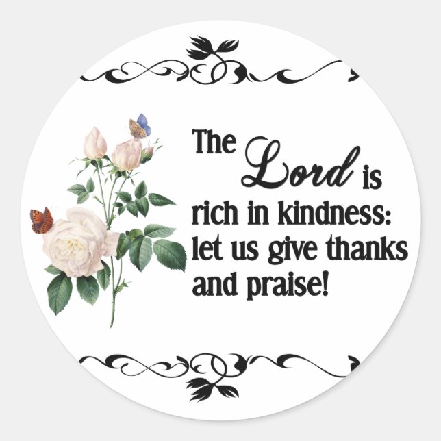 The Lord Is Rich In Kindness Custom Sticker (Front)