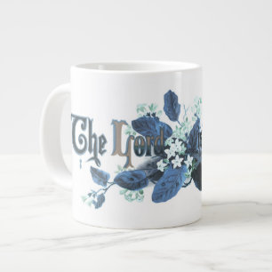 "The Lord is Risen" Vintage Easter Art teal Large Coffee Mug