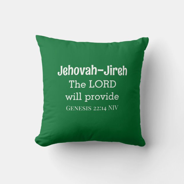 The Lord Will Provide Bible Verse Dark Green Cushion (Front)
