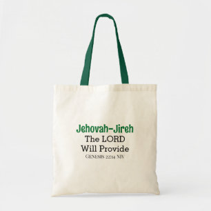 The Lord Will Provide Bible Verse Dark Green Tote Bag