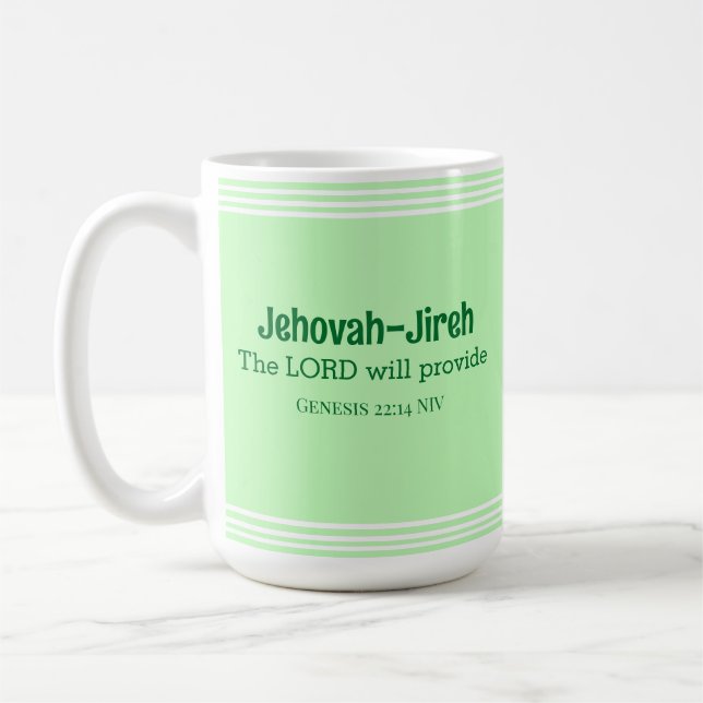 The Lord Will Provide Bible Verse Light Green Coffee Mug (Left)