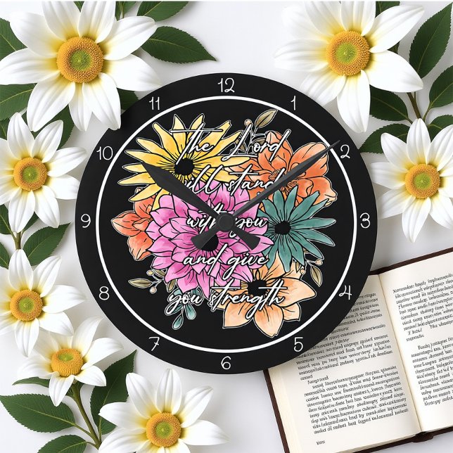 The Lord Will Stand With You Floral Art Round Clock (Creator Uploaded)