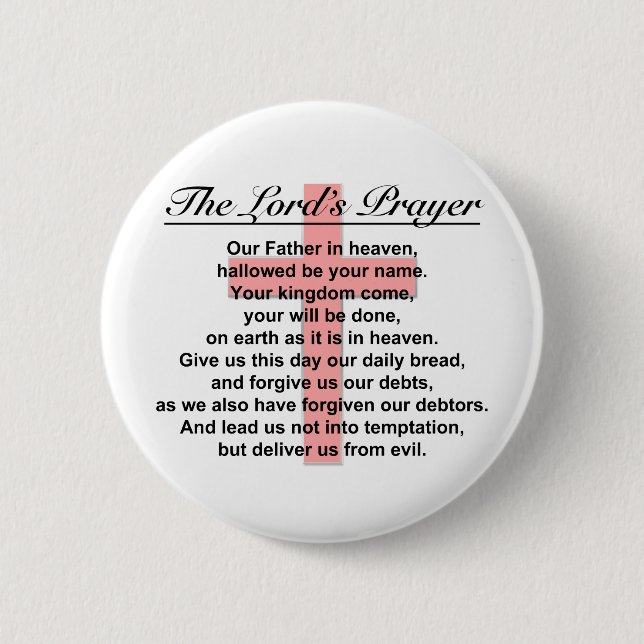 The Lord's Prayer 6 Cm Round Badge (Front)