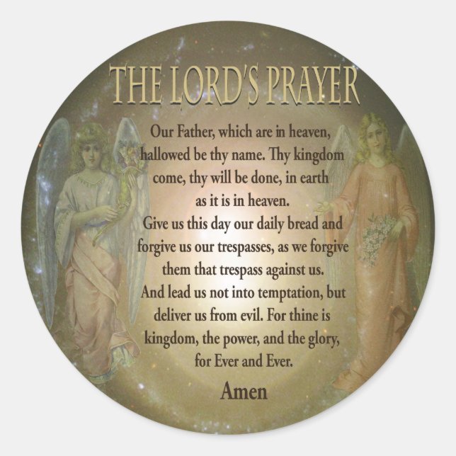 The Lord's Prayer Classic Round Sticker (Front)