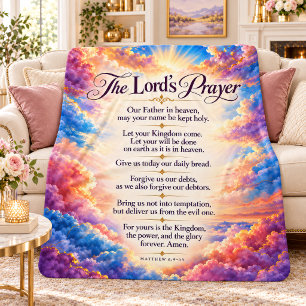 The Lord's Prayer Heavenly Sunrise Scripture Sherpa Blanket
