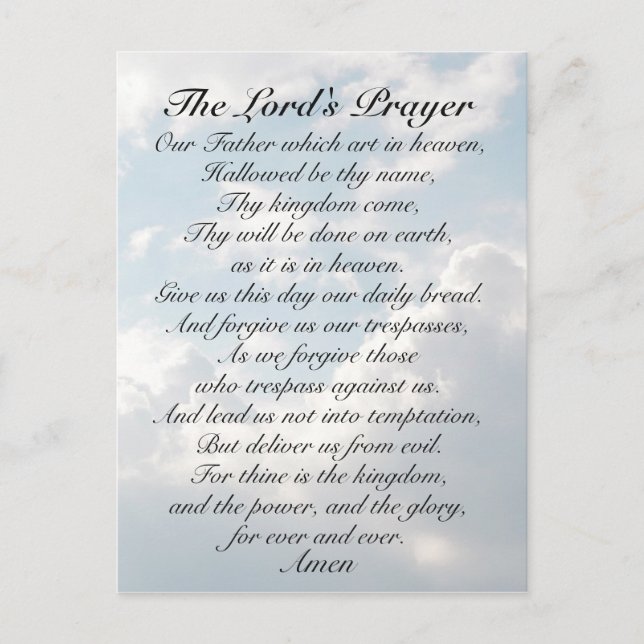 The Lord's Prayer, Matthew 6:9-13 Bible Verse Postcard (Front)