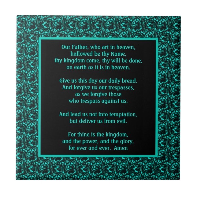 The Lord's Prayer Our Father Abstract Border     Ceramic Tile (Front)