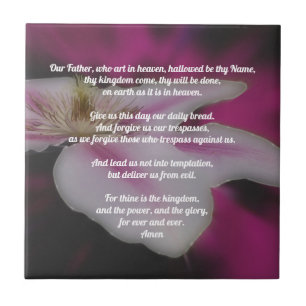 The Lord's Prayer Our Father Clematis  Ceramic Tile