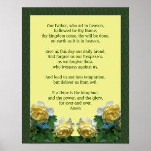 The Lord's Prayer Our Father Rose Poster