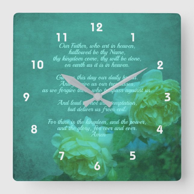 The Lord's Prayer Our Father       Square Wall Clock (Front)