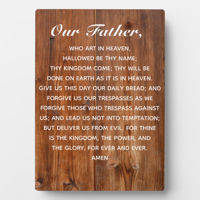 The Lord's Prayer Our Father Who Art in Heaven  Plaque (Front)