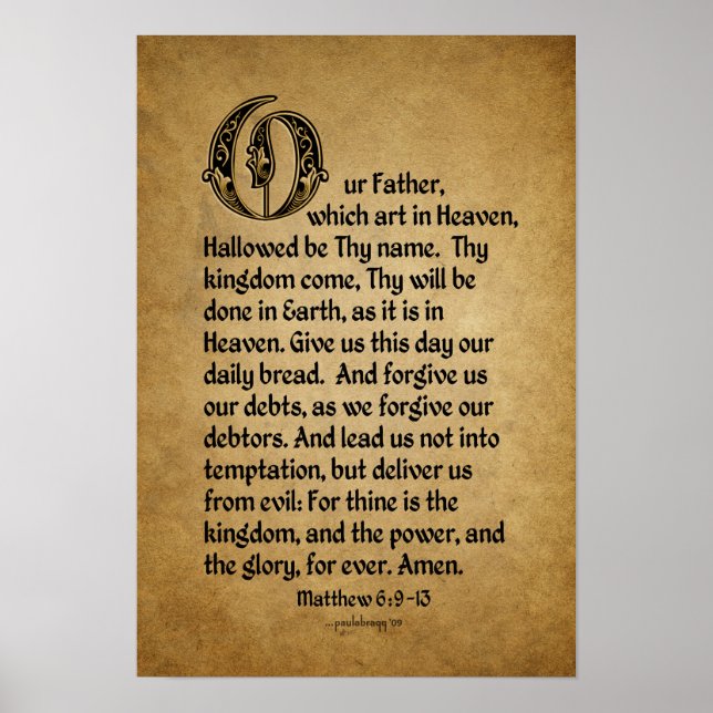 The Lord's Prayer (Scripture: Matthew 6:9-13) Poster (Front)