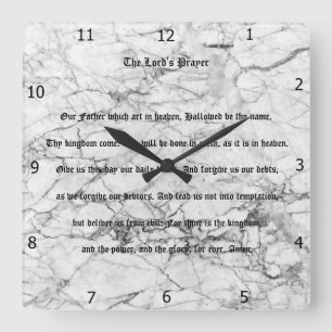 THE LORD'S PRAYER SQUARE WALL CLOCK