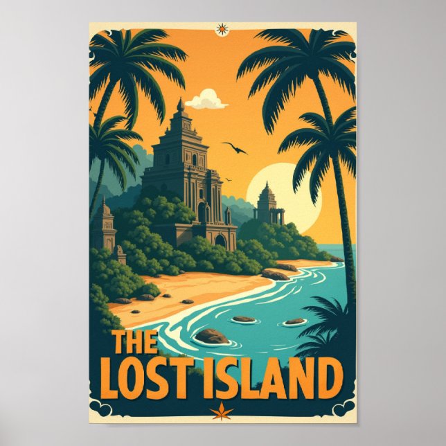 The Lost Island – Vintage Explorer Travel Poster (Front)