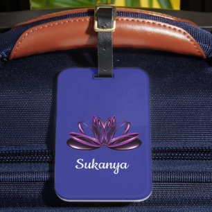 The lotus flower personalised luggage tag