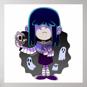 The Loud House Lucy Loud with Spell book and Skull Poster