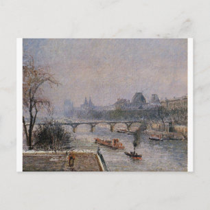 The Louvre, Morning, Snow Effect Camille Pissarro Postcard