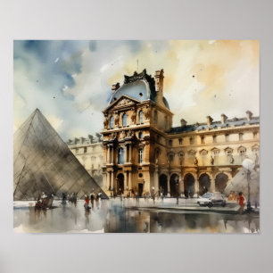 The Louvre Paris France Landscape Art Print Poster