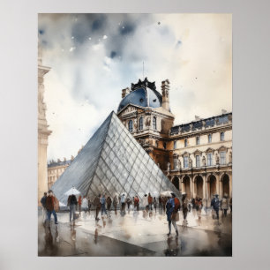 The Louvre Paris France Landscape Art Print Poster