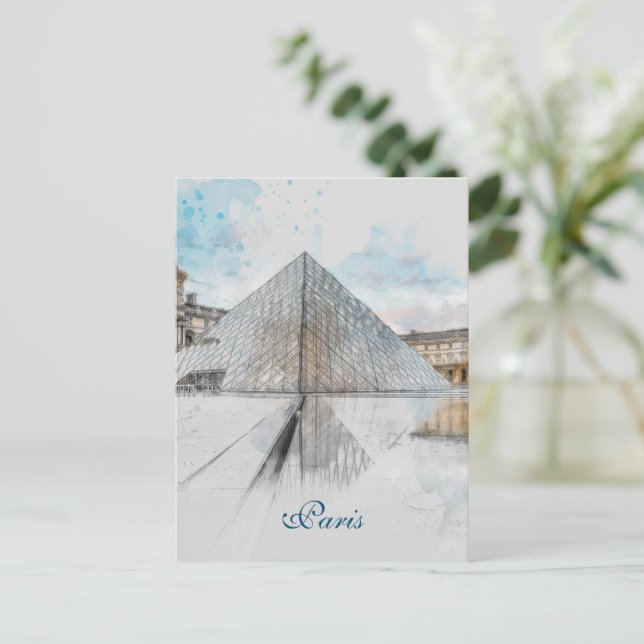 The Louvre Paris Postcard – Vintage Retro Travel (Standing Front)