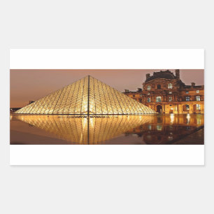 The Louvre Pyramid in the courtyard of the Louvre Rectangular Sticker