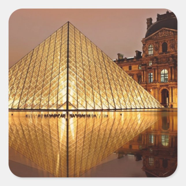 The Louvre Pyramid in the courtyard of the Louvre Square Sticker (Front)