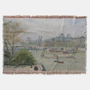 The Louvre, Spring Camille Pissarro Throw Blanket