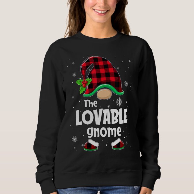 The Lovable Gnome Buffalo Plaid Christmas Matching Sweatshirt (Front)