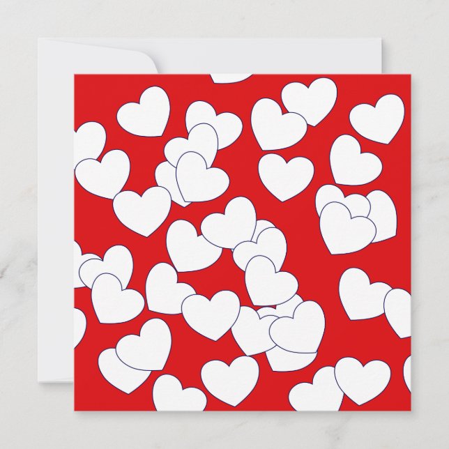 The 'Love' Card, Red With Many White Hearts  (Front)