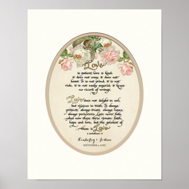The Love Chapter, 1 Corinthians 13 Calligraphy Poster (Front)