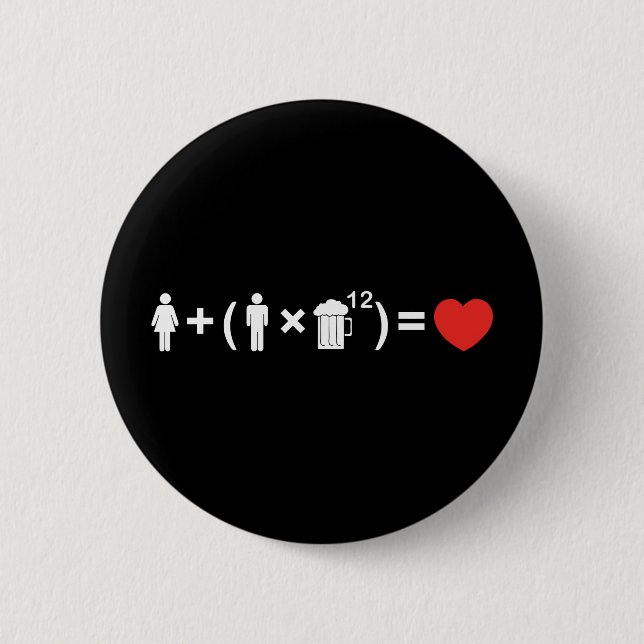 The Love Equation for Men 6 Cm Round Badge (Front)