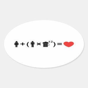 The Love Equation for Men Oval Sticker